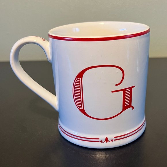 SUR LA TABLE Monogram Initial Stylized Red Letter "G” Mug Cup - Picture 4 of 6